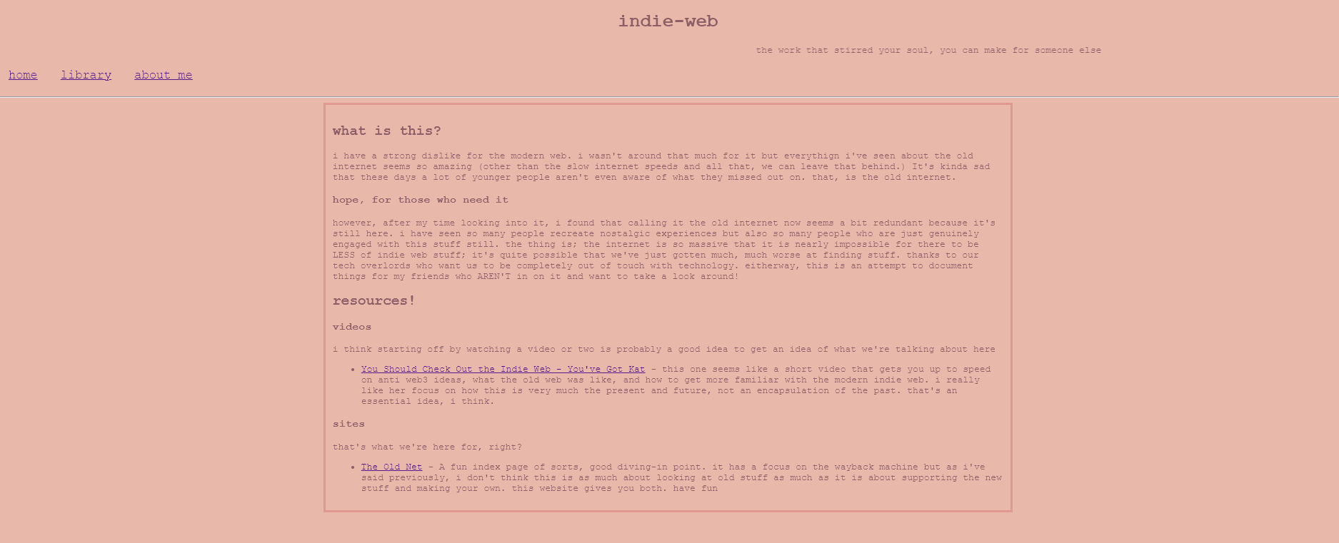 screenshot of old indie web page